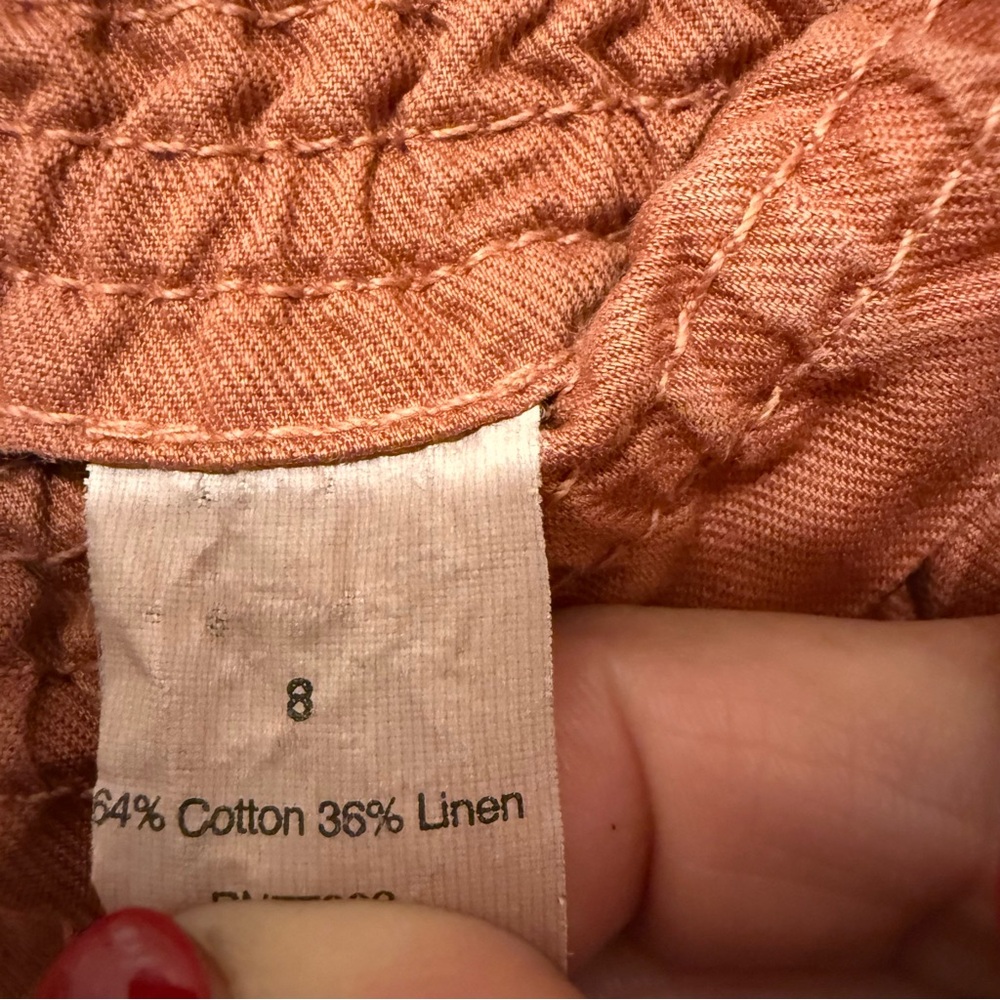 Rust Orange Smocked Waist  mini skirt  sz 8 J crew - Picture 4 of 10